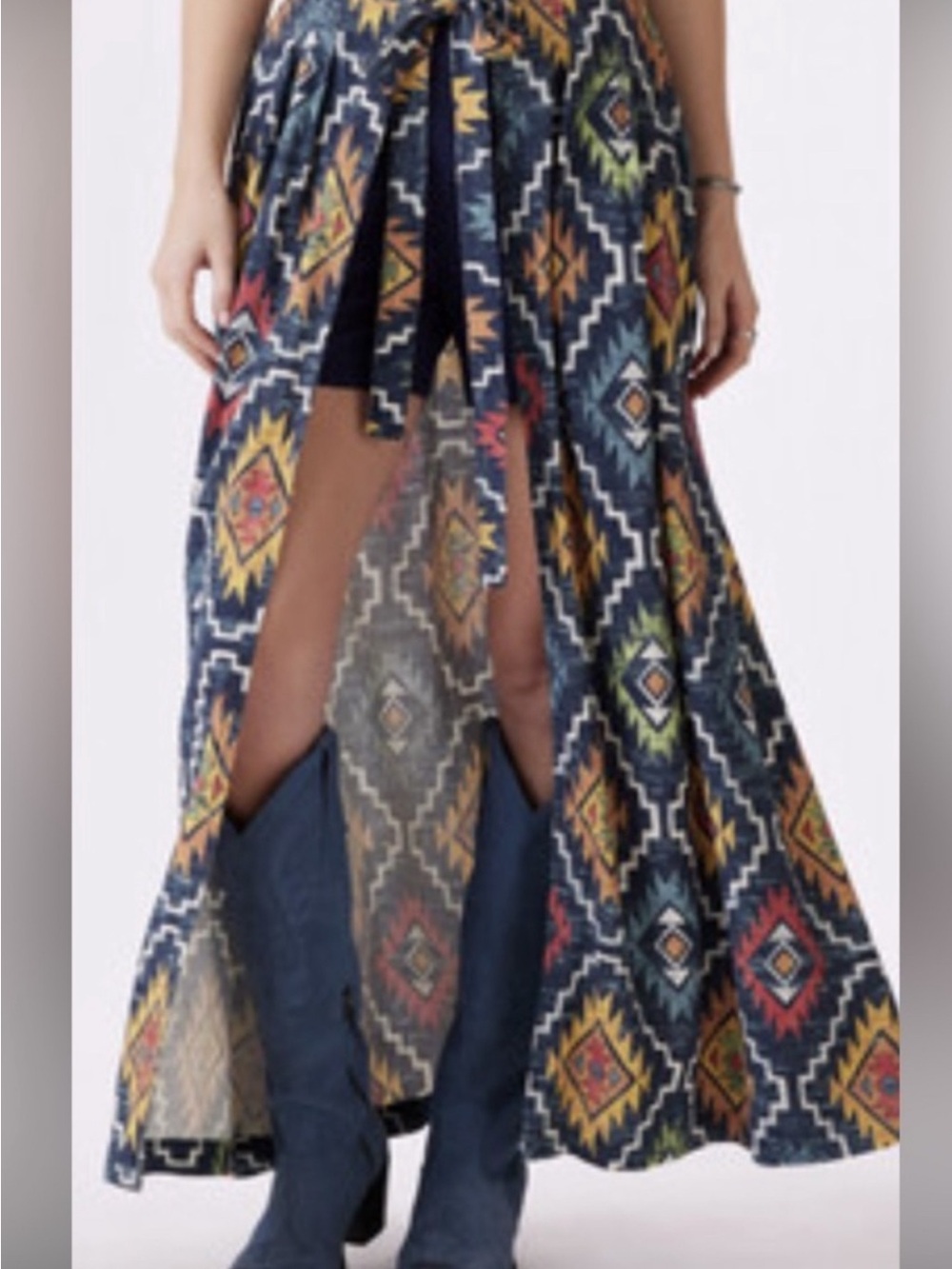 Double D Ranch Skirt Aztec Print - Navy Multicolor